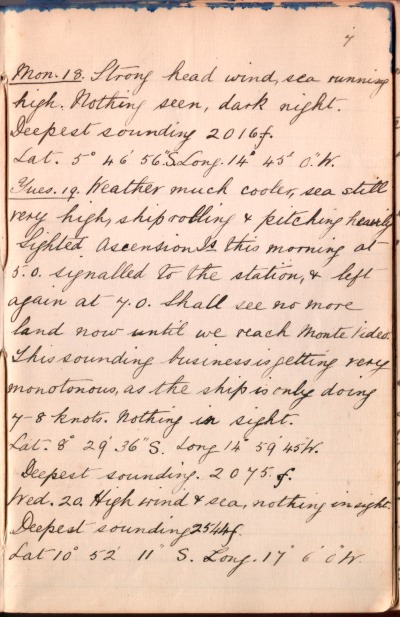 18 November 1889 journal entry